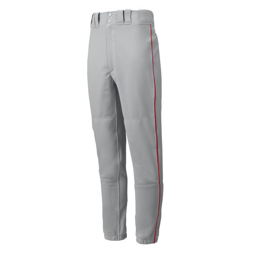 Mens Mizuno Premier Piped Baseball Pants Grey/Red Philippines (EOTSGY305)